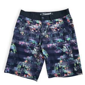 VANS Vanphibian Beflor Black Multicolor Board Shorts Wet/Dry Men Sz 32